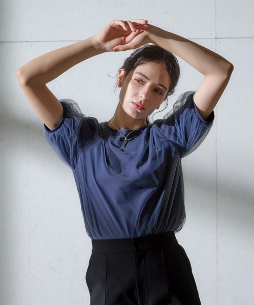Andemiu（アンデミュウ）の「チュールカサネカットソー135786（Tシャツ/カットソー・レディース・ホワイト系その他/ブルー/ブラック・FREE）」の12枚目の写真