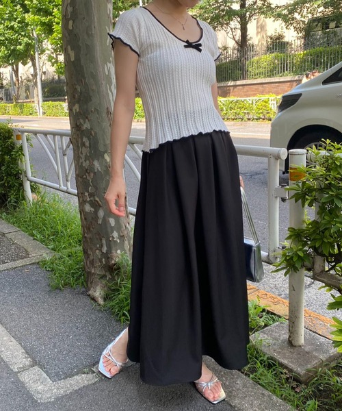 mebole(メボレ)の「フリル&リボン スリムトップス(Tシャツ/カットソー・レディース・アイボリー/ホワイト・FREE)」の13枚目の写真
