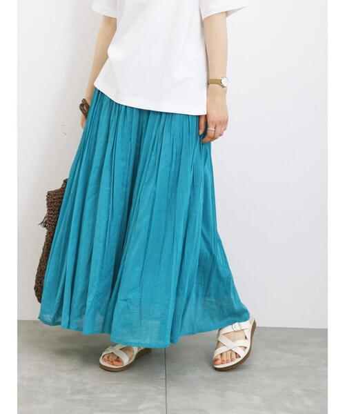 Samansa Mos2 blue（サマンサモスモスブルー）の「【Made in India】ボイルギャザースカート（スカート・レディース・ブラック/ターコイズブルー/ブルー/イエロー・F）」の3枚目の写真