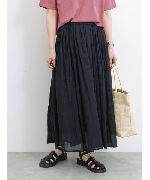 Samansa Mos2 blue（サマンサモスモスブルー）の「【Made in India】ボイルギャザースカート（スカート・レディース・ブラック/ターコイズブルー/ブルー/イエロー・F）」の2枚目の写真