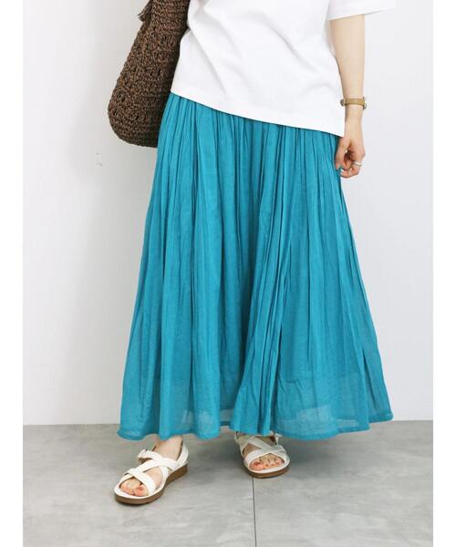 Samansa Mos2 blue（サマンサモスモスブルー）の「【Made in India】ボイルギャザースカート（スカート・レディース・ブラック/ターコイズブルー/ブルー/イエロー・F）」の5枚目の写真