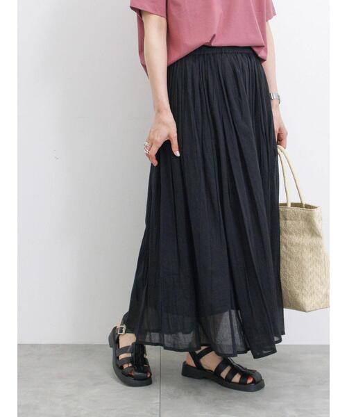 Samansa Mos2 blue（サマンサモスモスブルー）の「【Made in India】ボイルギャザースカート（スカート・レディース・ブラック/ターコイズブルー/ブルー/イエロー・F）」の6枚目の写真