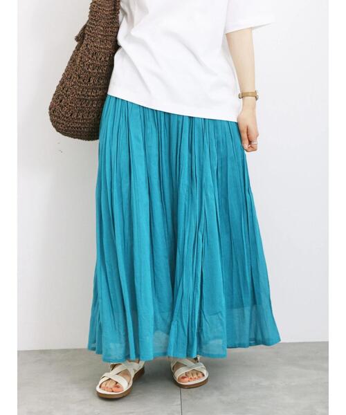 Samansa Mos2 blue（サマンサモスモスブルー）の「【Made in India】ボイルギャザースカート（スカート・レディース・ブラック/ターコイズブルー/ブルー/イエロー・F）」の16枚目の写真