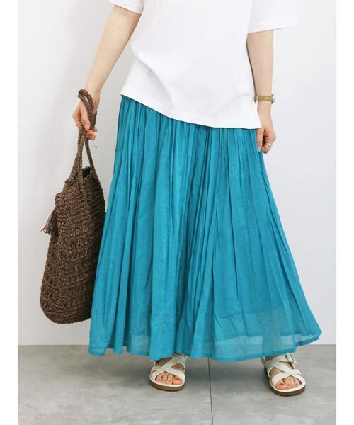 Samansa Mos2 blue（サマンサモスモスブルー）の「【Made in India】ボイルギャザースカート（スカート・レディース・ブラック/ターコイズブルー/ブルー/イエロー・F）」の17枚目の写真