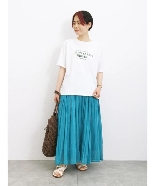 Samansa Mos2 blue（サマンサモスモスブルー）の「【Made in India】ボイルギャザースカート（スカート・レディース・ブラック/ターコイズブルー/ブルー/イエロー・F）」の19枚目の写真