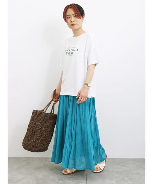 Samansa Mos2 blue（サマンサモスモスブルー）の「【Made in India】ボイルギャザースカート（スカート・レディース・ブラック/ターコイズブルー/ブルー/イエロー・F）」の20枚目の写真