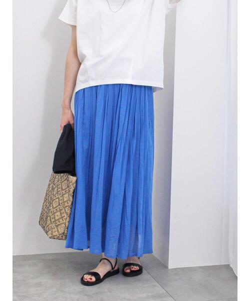 Samansa Mos2 blue（サマンサモスモスブルー）の「【Made in India】ボイルギャザースカート（スカート・レディース・ブラック/ターコイズブルー/ブルー/イエロー・F）」の21枚目の写真