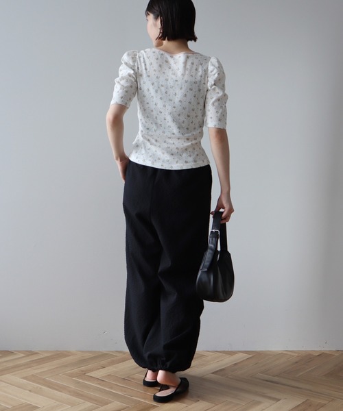 earth music&ecology（アースミュージックアンドエコロジー）の「フロントリボンパフスリーブプルオーバー（Tシャツ/カットソー・レディース・ブラック/アイボリー/ホワイト/グレー・FREE）」の19枚目の写真