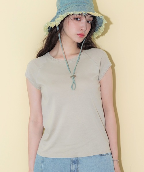 coca(coca)(コカ)の「【WEB限定セール】ピグメント加工ラグランTシャツ(Tシャツ/カットソー・レディース・ライトベージュ/ブラック/ライトグレー・L/M)」の2枚目の写真