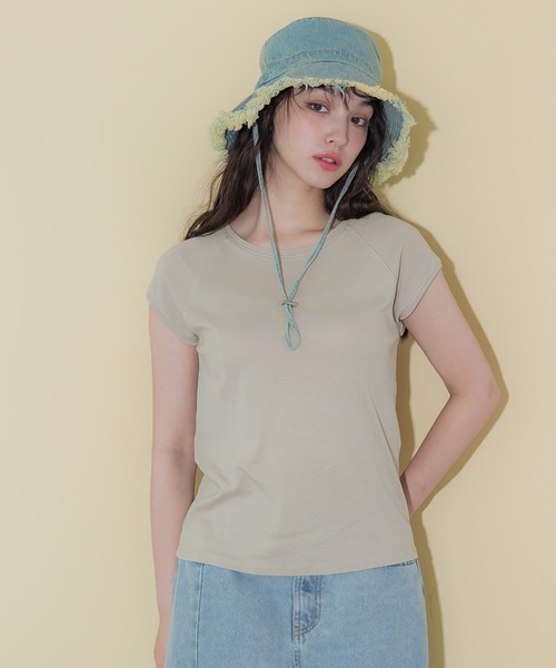 coca(coca)(コカ)の「【WEB限定セール】ピグメント加工ラグランTシャツ(Tシャツ/カットソー・レディース・ライトベージュ/ブラック/ライトグレー・L/M)」の10枚目の写真