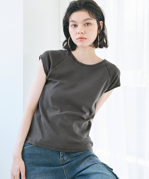 coca(coca)(コカ)の「【WEB限定セール】ピグメント加工ラグランTシャツ(Tシャツ/カットソー・レディース・ライトベージュ/ブラック/ライトグレー・L/M)」の5枚目の写真