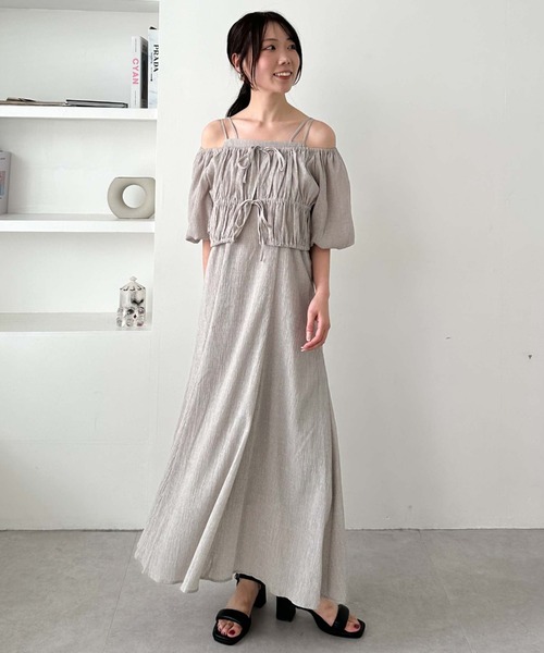 archives(アルシーヴ)の「オフショルブラウス×Wキャミワンピースset(ワンピース・レディース・オレンジ/ブラック/グレー・MEDIUM)」の13枚目の写真