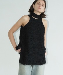 FEATHER RIBBON NOSLEEVE TOPS