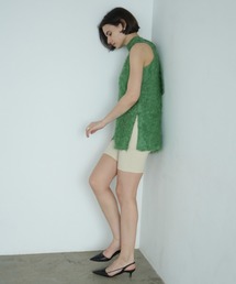 CLANE（クラネ）の「FEATHER RIBBON NOSLEEVE TOPS（その他トップス
