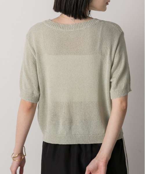 ad thie(アドティエ)の「ハート柄 サマーニットプルオーバー(Tシャツ/カットソー・レディース・モスグリーン/ピンク/オフホワイト・FREE)」の13枚目の写真