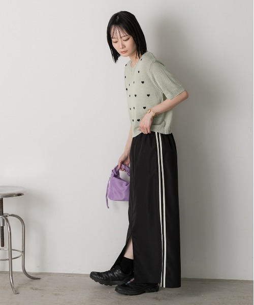ad thie(アドティエ)の「ハート柄 サマーニットプルオーバー(Tシャツ/カットソー・レディース・モスグリーン/ピンク/オフホワイト・FREE)」の17枚目の写真