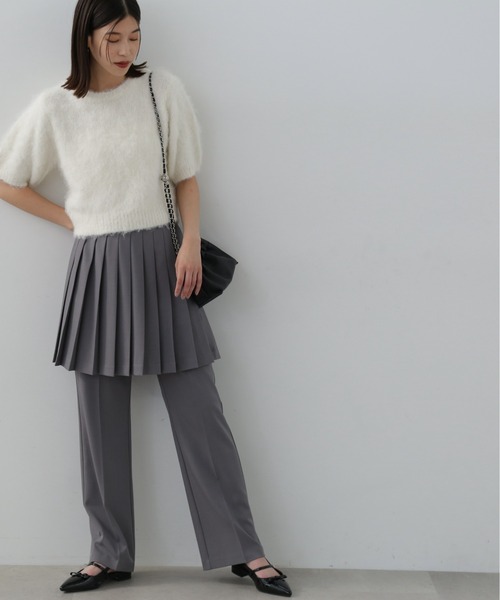 N.（N. Natural Beauty Basic）（エヌエヌナチュラルビューティーベーシック）の「◆起毛半袖ニット（ニット/セーター・レディース・ピンク/オフホワイト/チョコ・MEDIUM）」の9枚目の写真