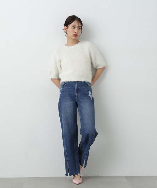 N.（N. Natural Beauty Basic）（エヌエヌナチュラルビューティーベーシック）の「◆起毛半袖ニット（ニット/セーター・レディース・ピンク/オフホワイト/チョコ・MEDIUM）」の19枚目の写真