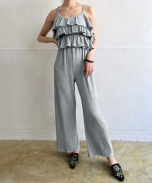 セール】ティアードフリルビスチェ×リラックスストレートパンツ