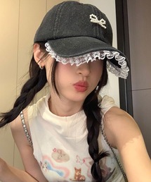 anown（アノン）の「【CANVAS+】パールリボン×レースキャップ（キャップ）」