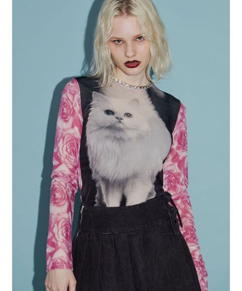 jouetie（ジュエティ）の「ベロアキャットプリントトップス（Tシャツ/カットソー・レディース・ブラック/ブルー・MEDIUM）」の15枚目の写真