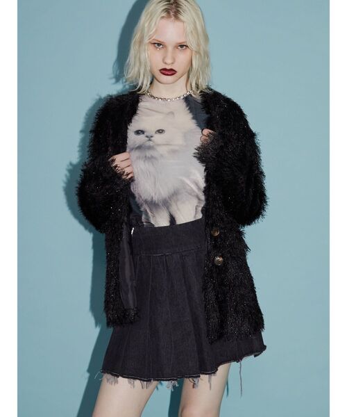 jouetie（ジュエティ）の「ベロアキャットプリントトップス（Tシャツ/カットソー・レディース・ブラック/ブルー・MEDIUM）」の18枚目の写真