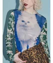 jouetie | ベロアキャットプリントトップス(Tシャツ/カットソー)