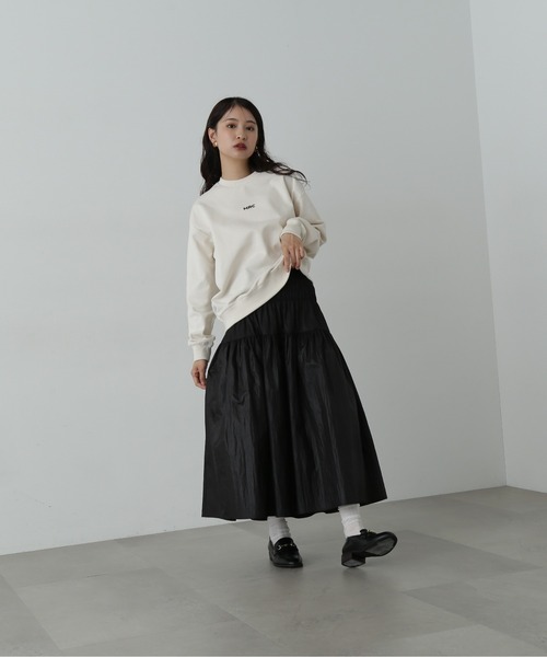 N.（N. Natural Beauty Basic）（エヌエヌナチュラルビューティーベーシック）の「◆フロント刺繍スウェット（スウェット・レディース・イエロー/オフホワイト/チャコールグレー・MEDIUM）」の7枚目の写真