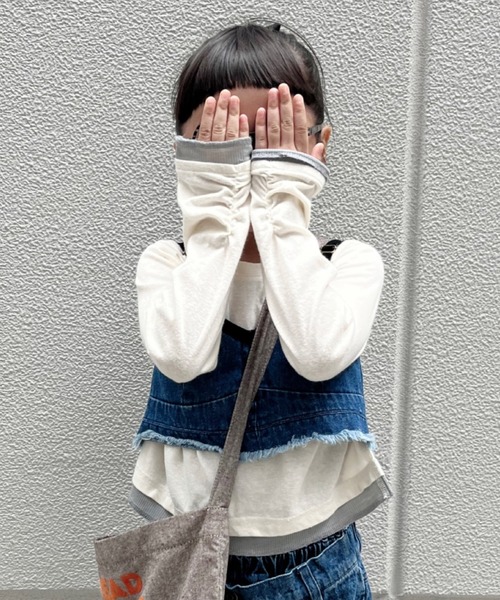 CIAOPANIC TYPY(チャオパニックティピー)の「■【KIDS】シアーレイヤードTEE(Tシャツ/カットソー・キッズ・ネイビー/ブラウン/オフホワイト・XX-LARGE/X-LARGE/LARGE/MEDIUM/SMALL)」の1枚目の写真