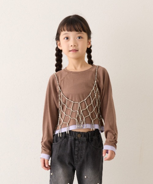 CIAOPANIC TYPY(チャオパニックティピー)の「■【KIDS】シアーレイヤードTEE(Tシャツ/カットソー・キッズ・ネイビー/ブラウン/オフホワイト・XX-LARGE/X-LARGE/LARGE/MEDIUM/SMALL)」の5枚目の写真