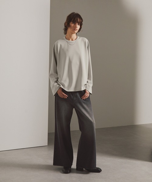 EMMA CLOTHES(エマクローズ)の「スムースダンボール オーバーサイズ サイドスリットカットソー(Tシャツ/カットソー・メンズ・ダークネイビー/ブラック/オフホワイト/チャコール/ライトグレー・S/L/M)」の22枚目の写真