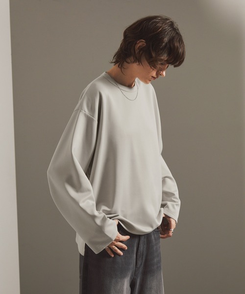 EMMA CLOTHES(エマクローズ)の「スムースダンボール オーバーサイズ サイドスリットカットソー(Tシャツ/カットソー・メンズ・ダークネイビー/ブラック/オフホワイト/チャコール/ライトグレー・S/L/M)」の16枚目の写真