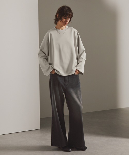 EMMA CLOTHES(エマクローズ)の「スムースダンボール オーバーサイズ サイドスリットカットソー(Tシャツ/カットソー・メンズ・ダークネイビー/ブラック/オフホワイト/チャコール/ライトグレー・S/L/M)」の19枚目の写真