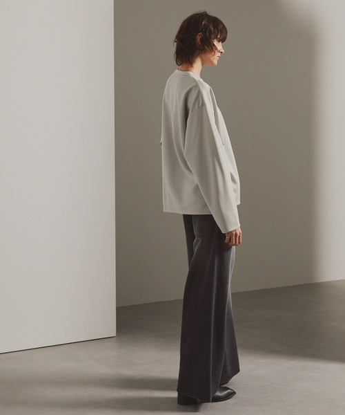 EMMA CLOTHES(エマクローズ)の「スムースダンボール オーバーサイズ サイドスリットカットソー(Tシャツ/カットソー・メンズ・ダークネイビー/ブラック/オフホワイト/チャコール/ライトグレー・S/L/M)」の20枚目の写真