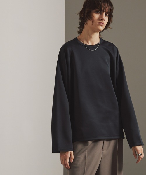 EMMA CLOTHES(エマクローズ)の「スムースダンボール オーバーサイズ サイドスリットカットソー(Tシャツ/カットソー・メンズ・ダークネイビー/ブラック/オフホワイト/チャコール/ライトグレー・S/L/M)」の13枚目の写真