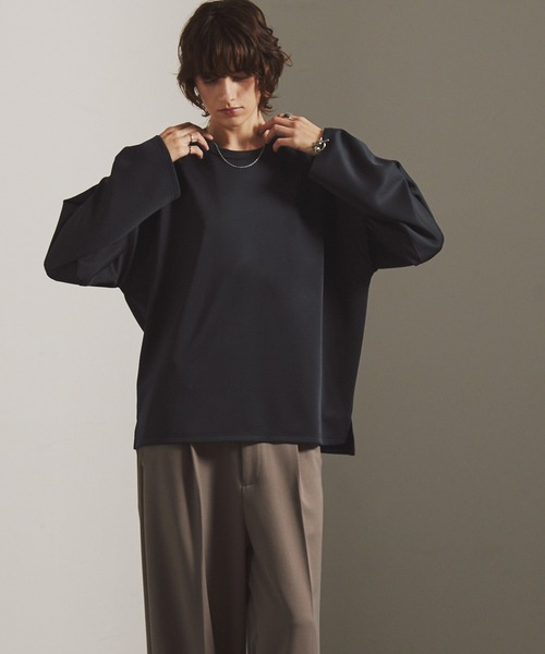 EMMA CLOTHES(エマクローズ)の「スムースダンボール オーバーサイズ サイドスリットカットソー(Tシャツ/カットソー・メンズ・ダークネイビー/ブラック/オフホワイト/チャコール/ライトグレー・S/L/M)」の15枚目の写真