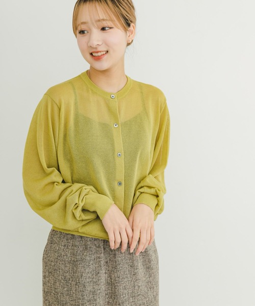 ITEMS URBANRESEARCH（アイテムズ アーバンリサーチ）の「シアークルーネックニットカーディガン（カーディガン/ボレロ・レディース・ブラウン/ホワイト系その他/グリーン系その他・FREE）」の4枚目の写真