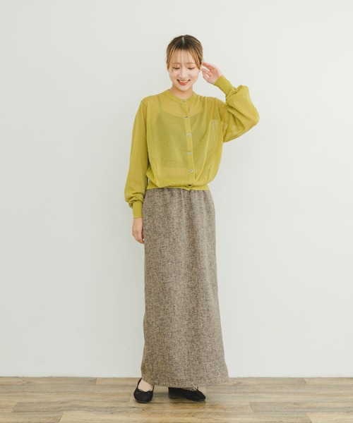 ITEMS URBANRESEARCH（アイテムズ アーバンリサーチ）の「シアークルーネックニットカーディガン（カーディガン/ボレロ・レディース・ブラウン/ホワイト系その他/グリーン系その他・FREE）」の7枚目の写真