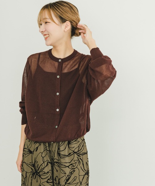 ITEMS URBANRESEARCH（アイテムズ アーバンリサーチ）の「シアークルーネックニットカーディガン（カーディガン/ボレロ・レディース・ブラウン/ホワイト系その他/グリーン系その他・FREE）」の10枚目の写真