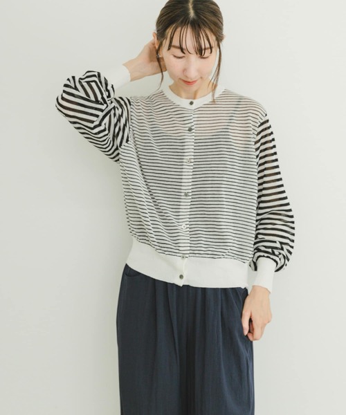 ITEMS URBANRESEARCH（アイテムズ アーバンリサーチ）の「シアークルーネックニットカーディガン（カーディガン/ボレロ・レディース・ブラウン/ホワイト系その他/グリーン系その他・FREE）」の15枚目の写真