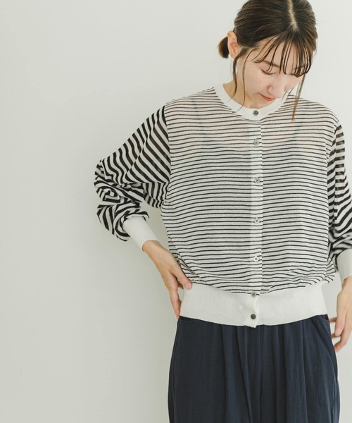 ITEMS URBANRESEARCH（アイテムズ アーバンリサーチ）の「シアークルーネックニットカーディガン（カーディガン/ボレロ・レディース・ブラウン/ホワイト系その他/グリーン系その他・FREE）」の16枚目の写真