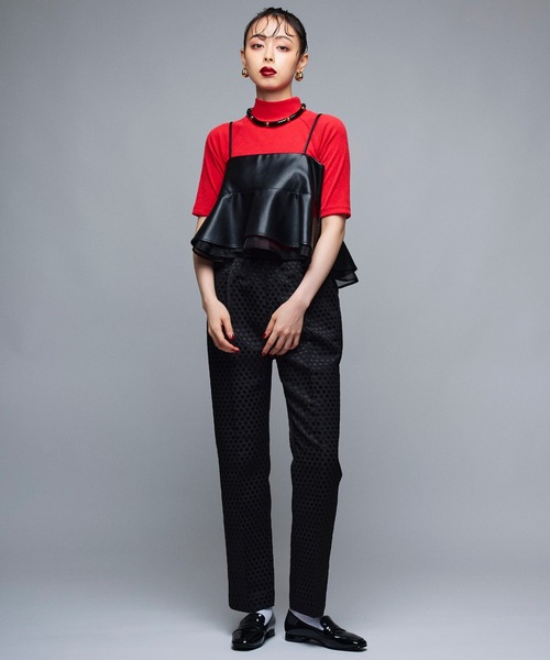 Narcissus（ナルシス）の「ハイネックシンプルトップス　半袖（Tシャツ/カットソー・レディース・ピンク/ブラック/レッド・FREE）」の6枚目の写真