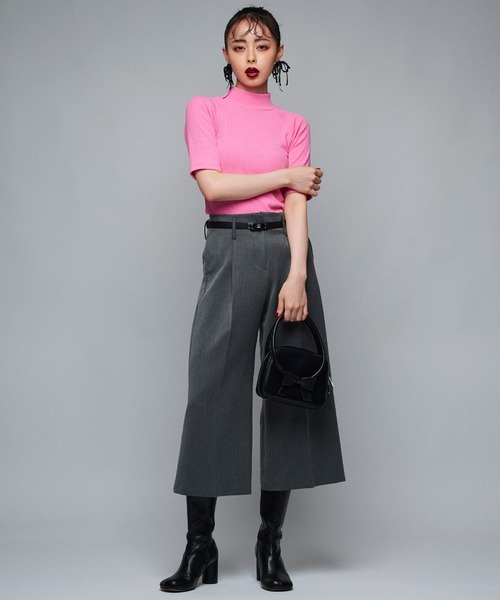 Narcissus（ナルシス）の「ハイネックシンプルトップス　半袖（Tシャツ/カットソー・レディース・ピンク/ブラック/レッド・FREE）」の7枚目の写真