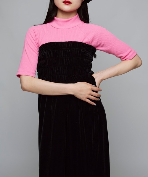 Narcissus（ナルシス）の「ハイネックシンプルトップス　半袖（Tシャツ/カットソー・レディース・ピンク/ブラック/レッド・FREE）」の9枚目の写真