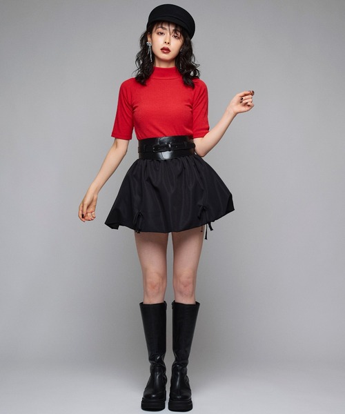 Narcissus（ナルシス）の「ハイネックシンプルトップス　半袖（Tシャツ/カットソー・レディース・ピンク/ブラック/レッド・FREE）」の20枚目の写真