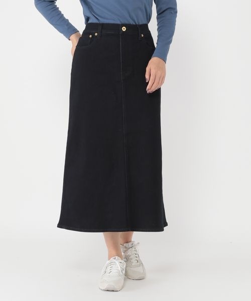 studio CLIP(スタディオクリップ)の「《ウタオ》スッキリストレッチデニムスカート(デニムスカート・レディース・インディゴブルー/ブルー・MEDIUM/LARGE)」の2枚目の写真