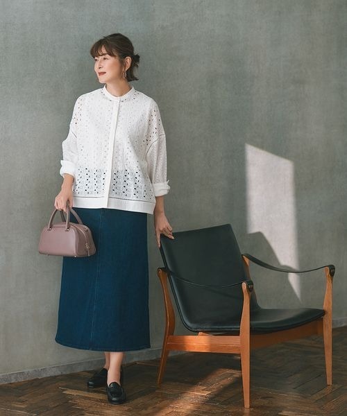 studio CLIP(スタディオクリップ)の「《ウタオ》スッキリストレッチデニムスカート(デニムスカート・レディース・インディゴブルー/ブルー・MEDIUM/LARGE)」の3枚目の写真