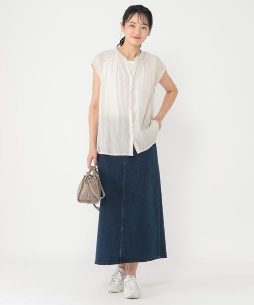 studio CLIP(スタディオクリップ)の「《ウタオ》スッキリストレッチデニムスカート(デニムスカート・レディース・インディゴブルー/ブルー・MEDIUM/LARGE)」の6枚目の写真