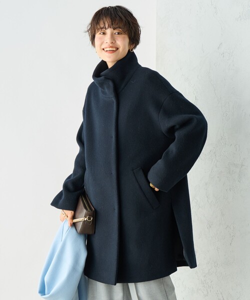 NOLLEY’S Sophi（ノーリーズソフィ）の「ショートビーバースタンドコート 24AW（その他アウター・レディース・ネイビー/グレイッシュベージュ・38/36）」の12枚目の写真