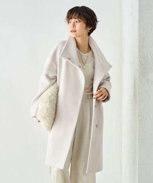 NOLLEY’S Sophi（ノーリーズソフィ）の「ショートビーバースタンドコート 24AW（その他アウター・レディース・ネイビー/グレイッシュベージュ・38/36）」の5枚目の写真